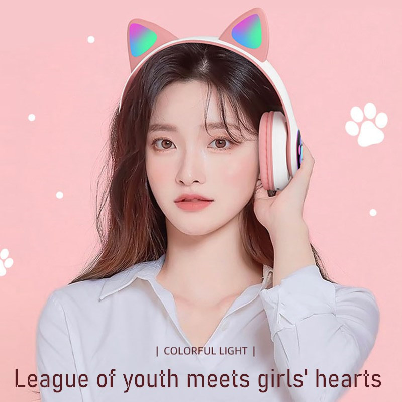 Flashing LED Cute Cat Ears Hea - Cat Ear Bluetooth Headset Led ulasan dan harga