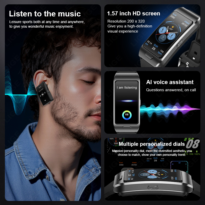 LIGE New Smart Watch Earbuds T - Tws Earbuds Bluetooth 5.3 ulasan dan harga