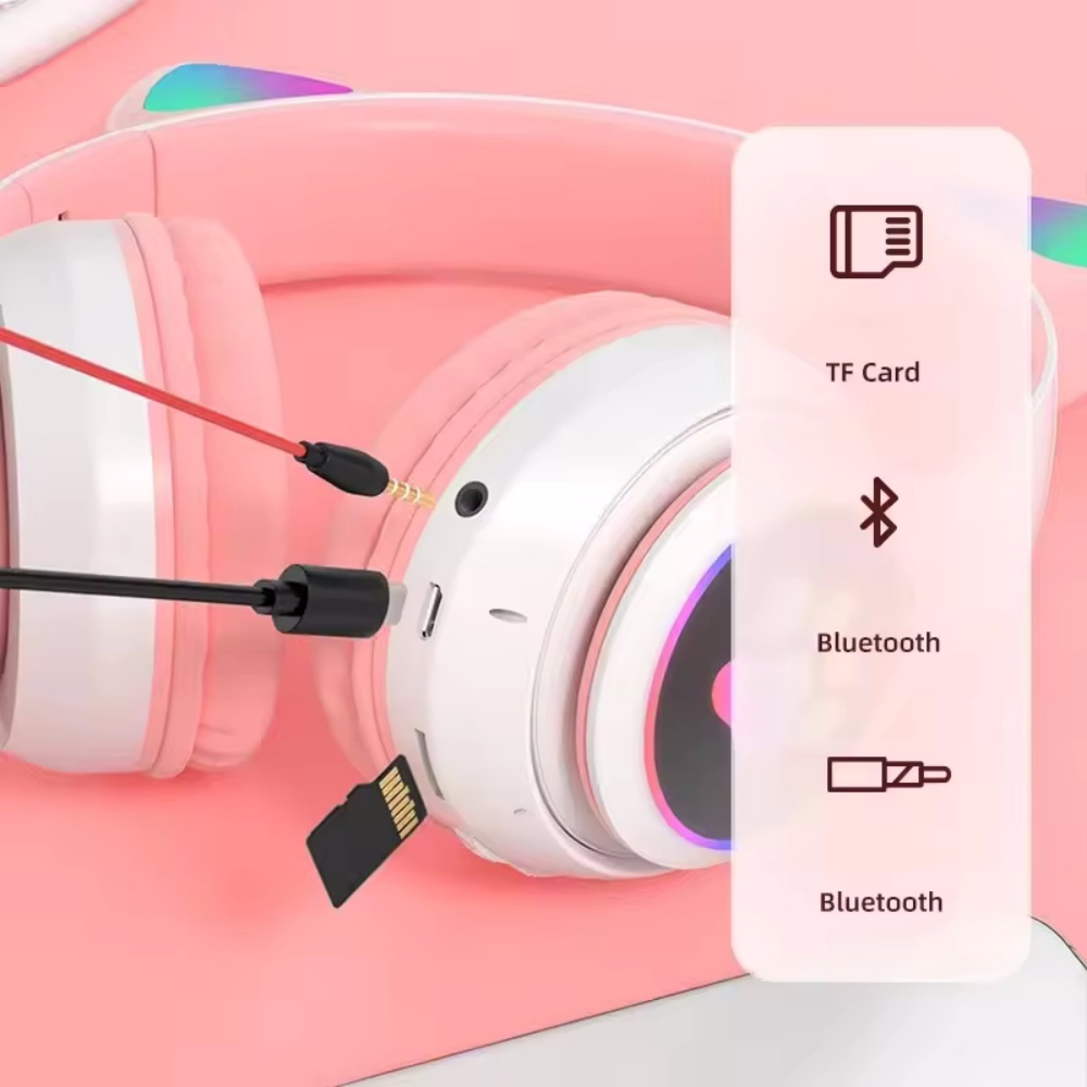 Cute Cat Ear Wireless Headset  - Cat Ear Bluetooth Headset Led ulasan dan harga