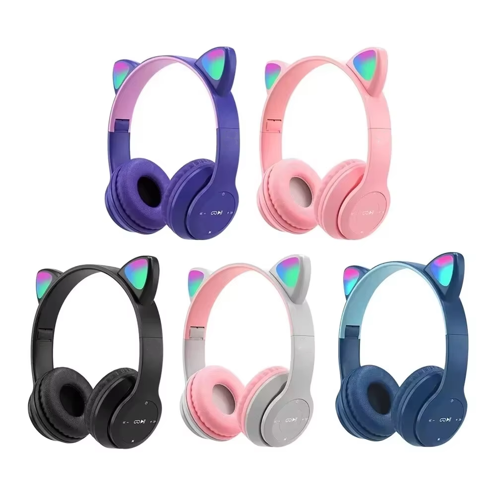 Kids P47M Wireless Game Headph - Cat Ear Bluetooth Headset Led ulasan dan harga