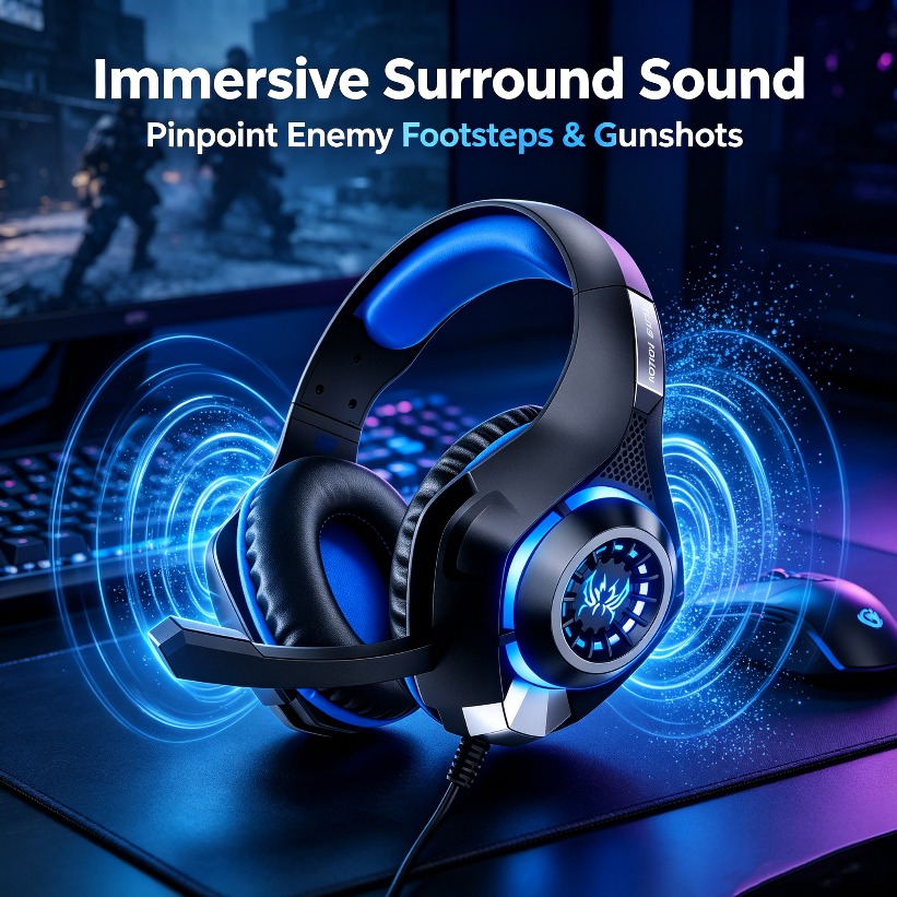 LED Gaming Headphones with Mic - Gaming Headset With Mic Rgb ulasan dan harga