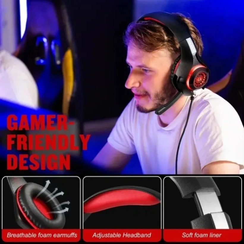 LED Gaming Headphones with Mic - Gaming Headset With Mic Rgb ulasan dan harga