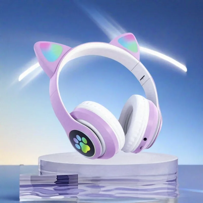 New Flash Light Cute Cat Ears  - Cat Ear Bluetooth Headset Led ulasan dan harga