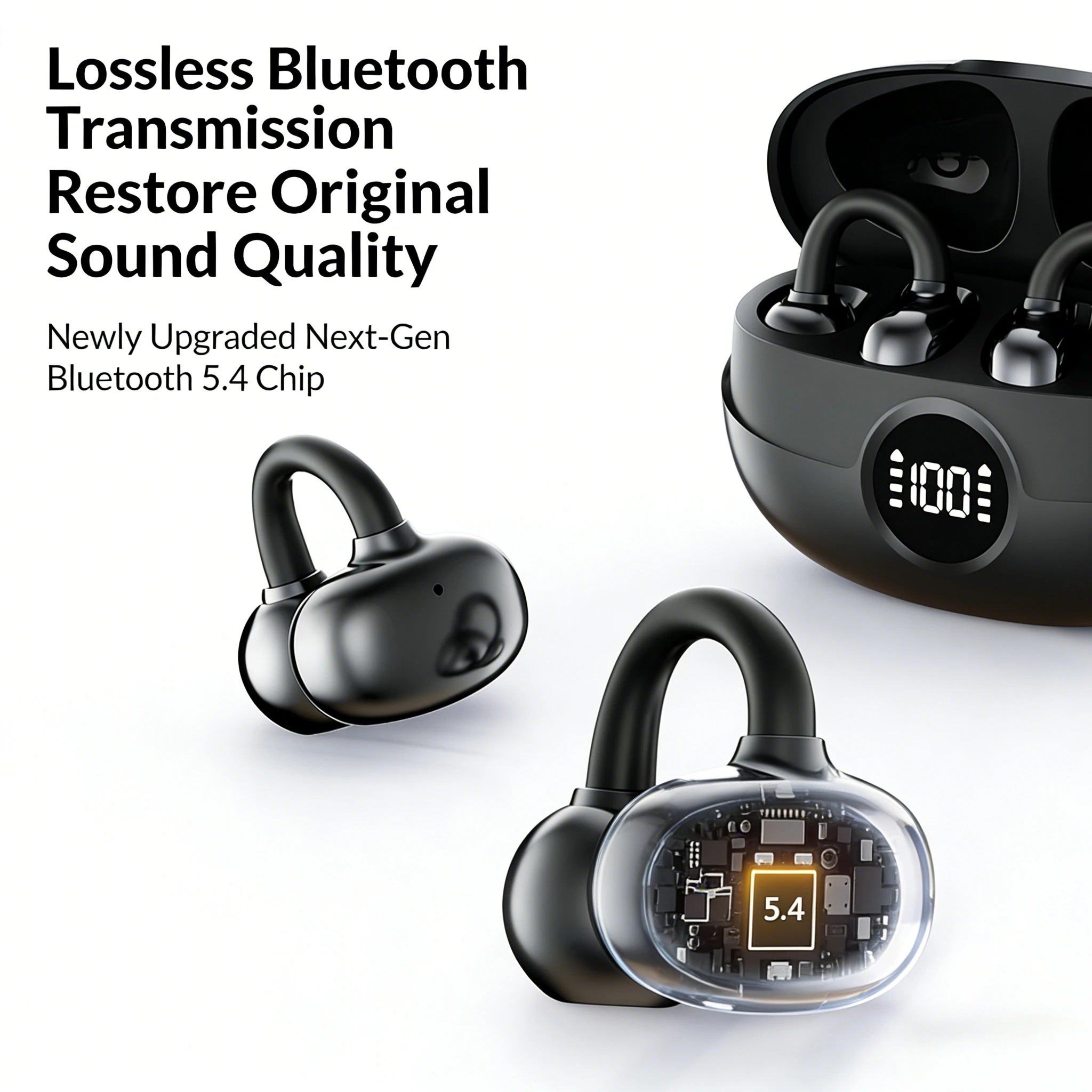 Wireless Clip‑On Earphones,  D - Open Ear Air Conduction Headphones ulasan dan harga
