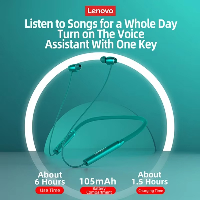 100% Origial Lenovo HE05X Blue - Magnetic Neckband Sports Earphones ulasan dan harga